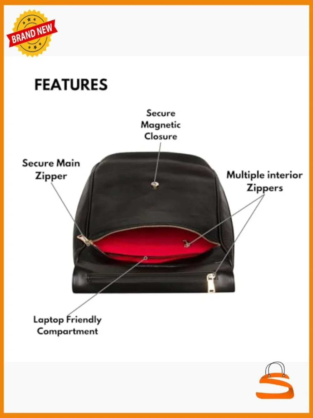 Vegan Leather Laptop Backpack for Travel Work Daily Use - Large Eco-Friendly